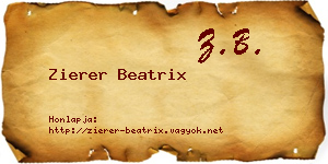 Zierer Beatrix névjegykártya